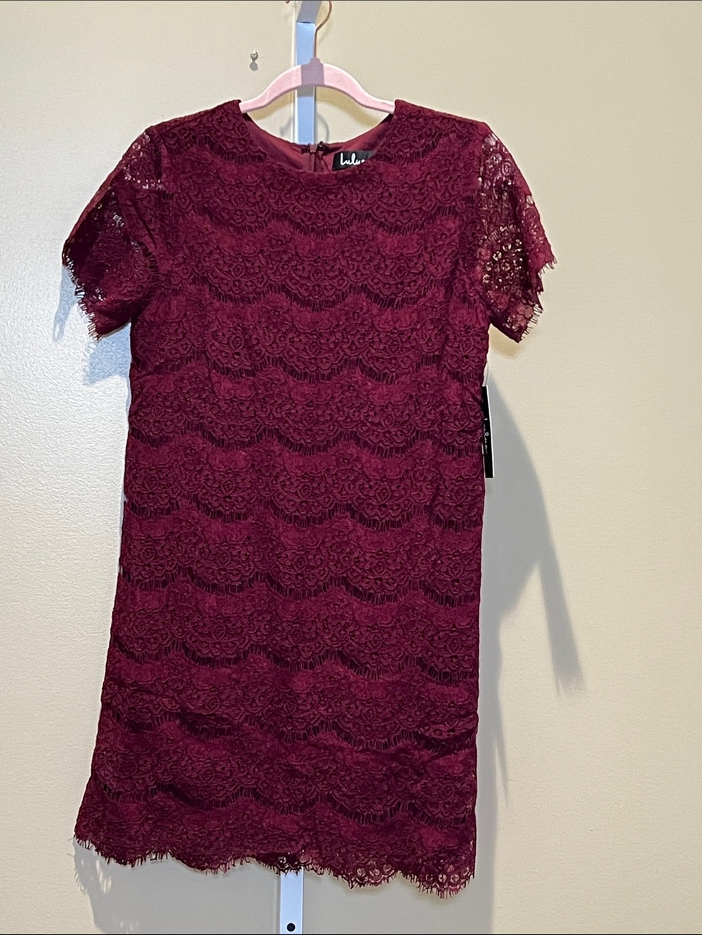 Lulu's Wine Red Lace Shift Dress